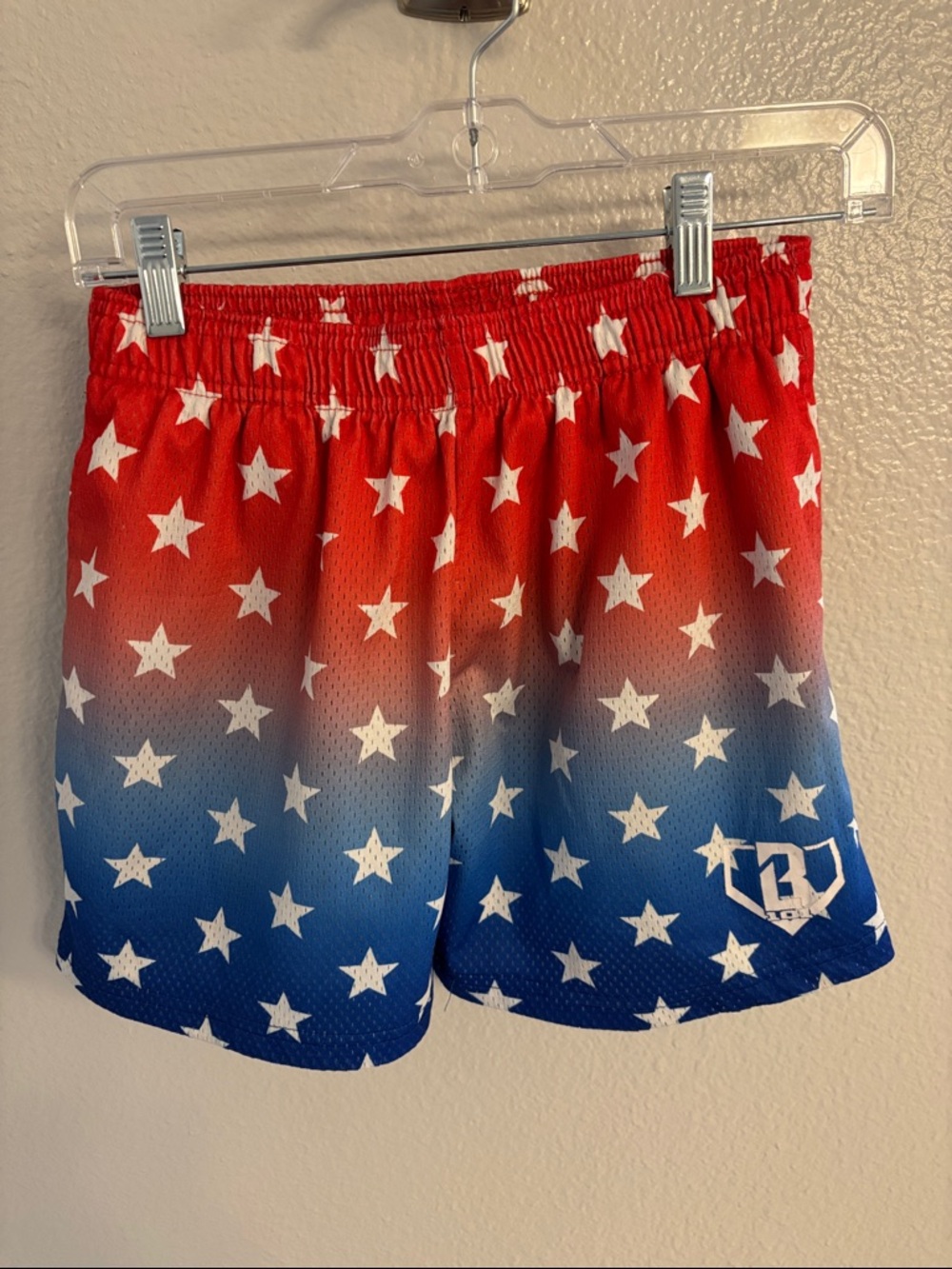 Red & Blue Starprint Kids Athletic Shorts